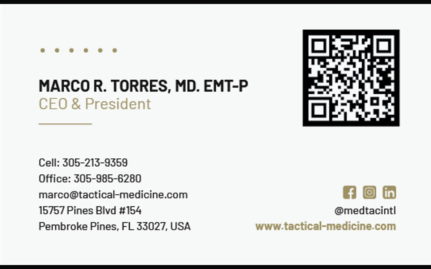 MED-TAC International business card back design.